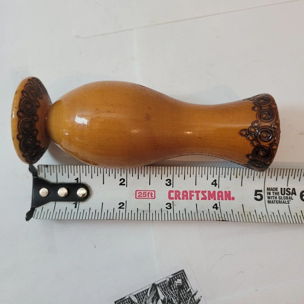 Murecoop Arad Bud‎ Vase Unisex Vintage 1974 Romanian Hand Painted Wood Floral
